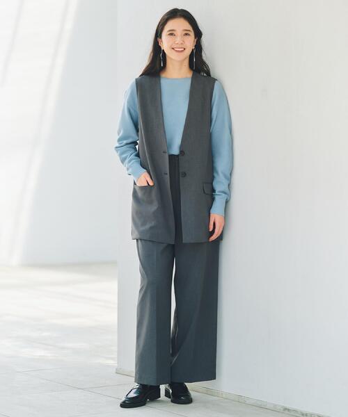 THE SHOP TK (ザ ショップ ティーケー )の「ノーカラージレ【セットアップ可/洗濯機OK】(ベスト・レディース・ベージュ/チャコールグレー/ダークブラウン/ブラック・12/13)」の7枚目の写真