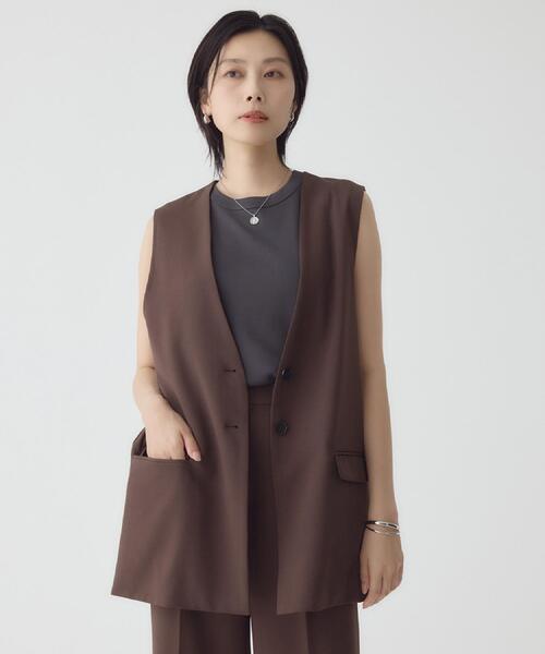 THE SHOP TK (ザ ショップ ティーケー )の「ノーカラージレ【セットアップ可/洗濯機OK】(ベスト・レディース・ベージュ/チャコールグレー/ダークブラウン/ブラック・12/13)」の8枚目の写真