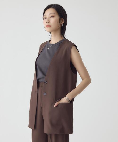 THE SHOP TK (ザ ショップ ティーケー )の「ノーカラージレ【セットアップ可/洗濯機OK】(ベスト・レディース・ベージュ/チャコールグレー/ダークブラウン/ブラック・12/13)」の9枚目の写真