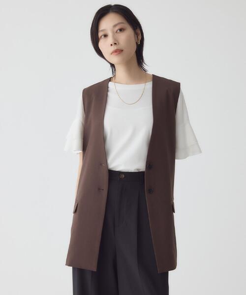 THE SHOP TK (ザ ショップ ティーケー )の「ノーカラージレ【セットアップ可/洗濯機OK】(ベスト・レディース・ベージュ/チャコールグレー/ダークブラウン/ブラック・12/13)」の11枚目の写真