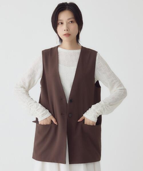 THE SHOP TK (ザ ショップ ティーケー )の「ノーカラージレ【セットアップ可/洗濯機OK】(ベスト・レディース・ベージュ/チャコールグレー/ダークブラウン/ブラック・12/13)」の13枚目の写真