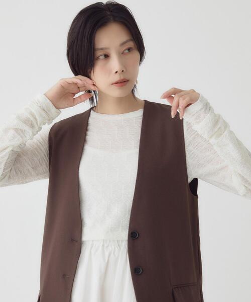 THE SHOP TK (ザ ショップ ティーケー )の「ノーカラージレ【セットアップ可/洗濯機OK】(ベスト・レディース・ベージュ/チャコールグレー/ダークブラウン/ブラック・12/13)」の14枚目の写真