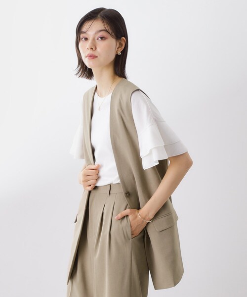 THE SHOP TK (ザ ショップ ティーケー )の「ノーカラージレ【セットアップ可/洗濯機OK】(ベスト・レディース・ベージュ/チャコールグレー/ダークブラウン/ブラック・12/13)」の17枚目の写真