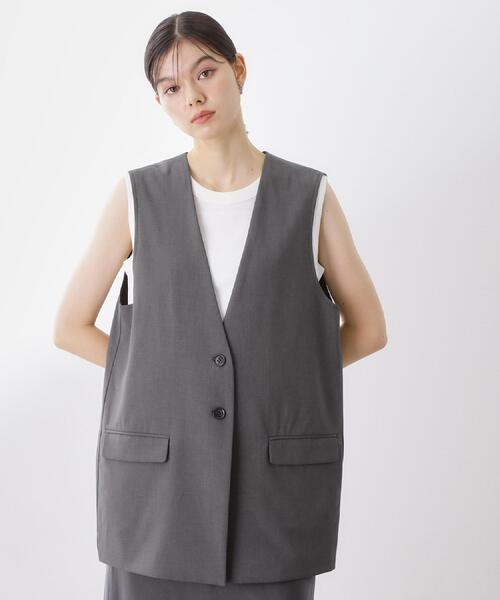 THE SHOP TK (ザ ショップ ティーケー )の「ノーカラージレ【セットアップ可/洗濯機OK】(ベスト・レディース・ベージュ/チャコールグレー/ダークブラウン/ブラック・12/13)」の21枚目の写真