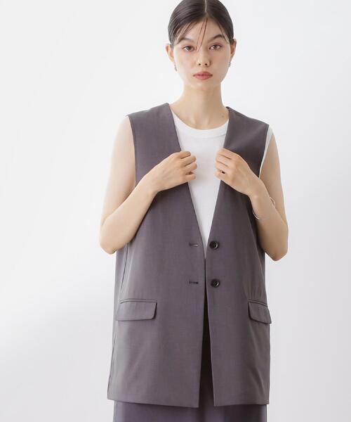 THE SHOP TK (ザ ショップ ティーケー )の「ノーカラージレ【セットアップ可/洗濯機OK】(ベスト・レディース・ベージュ/チャコールグレー/ダークブラウン/ブラック・12/13)」の5枚目の写真