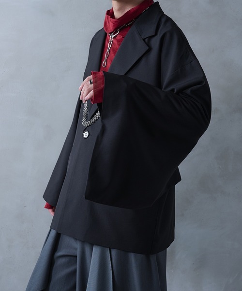Ellno Loset（エルノロゼット）の「ハオリフウ和スリーブジャケット/SET UP対応（テーラードジャケット・メンズ・ブラック・X-SMALL/LARGE/MEDIUM/SMALL）」の8枚目の写真