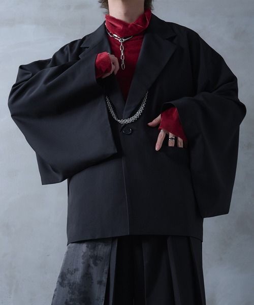 Ellno Loset（エルノロゼット）の「ハオリフウ和スリーブジャケット/SET UP対応（テーラードジャケット・メンズ・ブラック・X-SMALL/LARGE/MEDIUM/SMALL）」の4枚目の写真