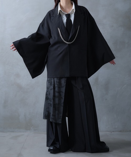 Ellno Loset（エルノロゼット）の「ハオリフウ和スリーブジャケット/SET UP対応（テーラードジャケット・メンズ・ブラック・X-SMALL/LARGE/MEDIUM/SMALL）」の2枚目の写真