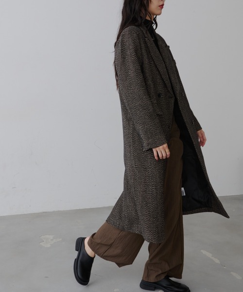 NUJOH(ヌゾ)の「Long Chester Coat / ロング チェスターコート(チェスターコート・レディース・ブラウン/ブラック・FREE)」の7枚目の写真
