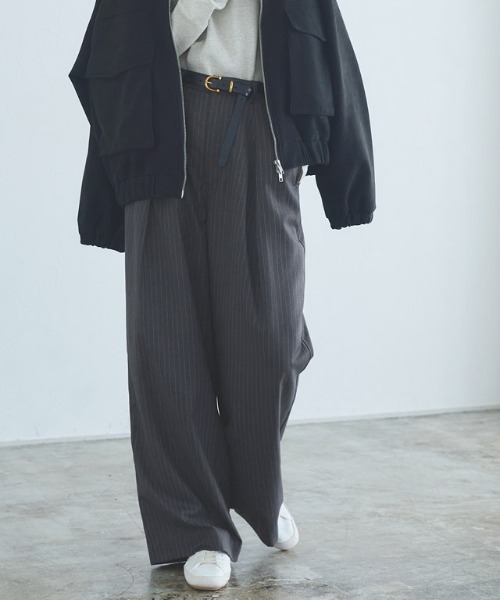 RASW(ラス)の「ウールミックスタックワイドパンツ(その他パンツ・レディース・チャコール/ダークブラウン・L/M/S)」の9枚目の写真