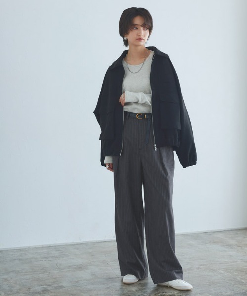 RASW(ラス)の「ウールミックスタックワイドパンツ(その他パンツ・レディース・チャコール/ダークブラウン・L/M/S)」の10枚目の写真