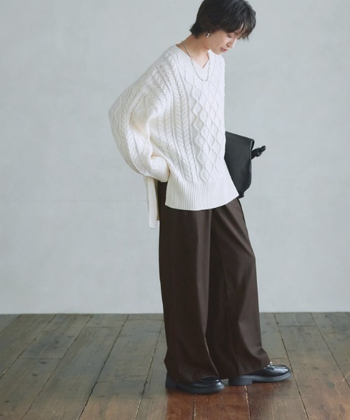 RASW(ラス)の「ウールミックスタックワイドパンツ(その他パンツ・レディース・チャコール/ダークブラウン・L/M/S)」の17枚目の写真