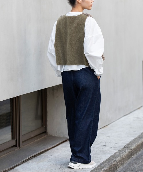 Munich（ミューニック）の「カーリーフェイクファー×シープボアリバーシブルジレ（その他アウター・レディース・カーキ/ライトベージュ/ブラック・FREE）」の7枚目の写真