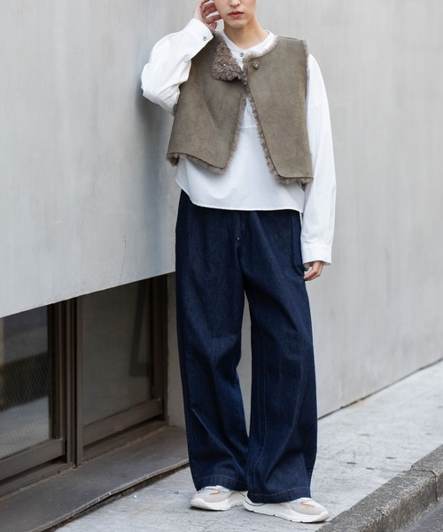 Munich（ミューニック）の「カーリーフェイクファー×シープボアリバーシブルジレ（その他アウター・レディース・カーキ/ライトベージュ/ブラック・FREE）」の13枚目の写真