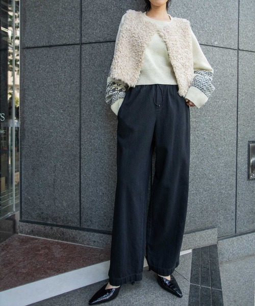 Munich（ミューニック）の「カーリーフェイクファー×シープボアリバーシブルジレ（その他アウター・レディース・カーキ/ライトベージュ/ブラック・FREE）」の17枚目の写真