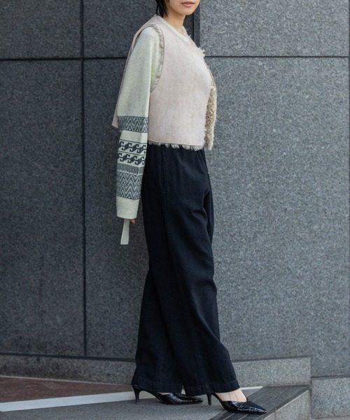 Munich（ミューニック）の「カーリーフェイクファー×シープボアリバーシブルジレ（その他アウター・レディース・カーキ/ライトベージュ/ブラック・FREE）」の19枚目の写真