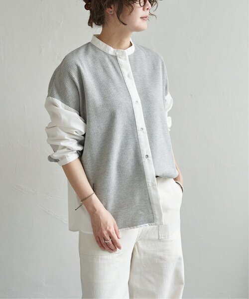 LBC（エルビーシー）の「異素材切り替えシャツ（シャツ/ブラウス・レディース・ブラック/グレー/ミント・M）」の3枚目の写真