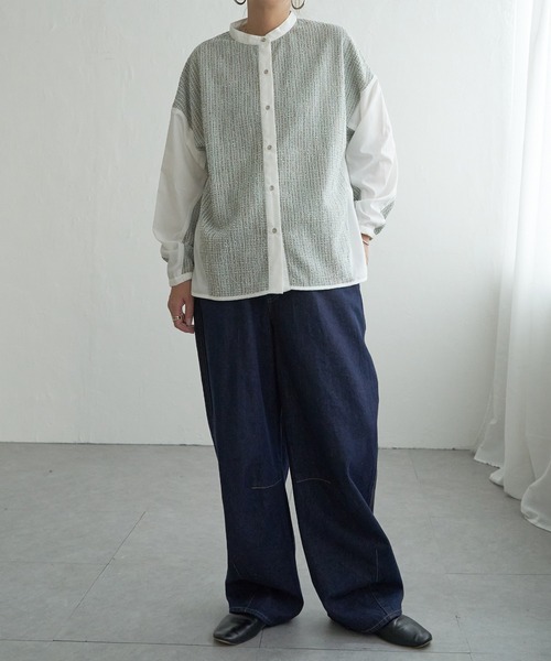 LBC（エルビーシー）の「異素材切り替えシャツ（シャツ/ブラウス・レディース・ブラック/グレー/ミント・M）」の9枚目の写真