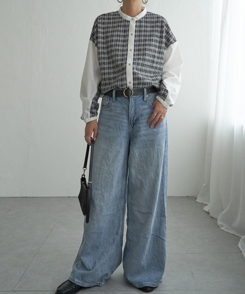 LBC（エルビーシー）の「異素材切り替えシャツ（シャツ/ブラウス・レディース・ブラック/グレー/ミント・M）」の11枚目の写真