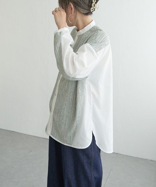 LBC（エルビーシー）の「異素材切り替えシャツ（シャツ/ブラウス・レディース・ブラック/グレー/ミント・M）」の5枚目の写真