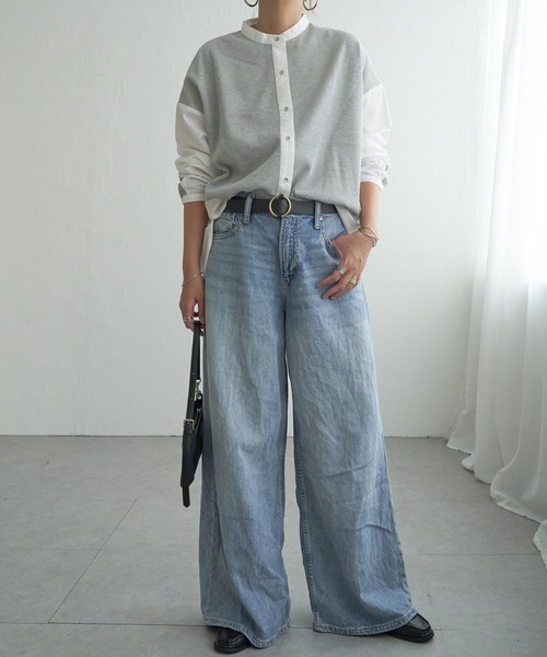 LBC（エルビーシー）の「異素材切り替えシャツ（シャツ/ブラウス・レディース・ブラック/グレー/ミント・M）」の8枚目の写真