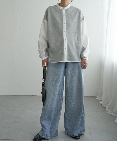 LBC（エルビーシー）の「異素材切り替えシャツ（シャツ/ブラウス・レディース・ブラック/グレー/ミント・M）」の7枚目の写真