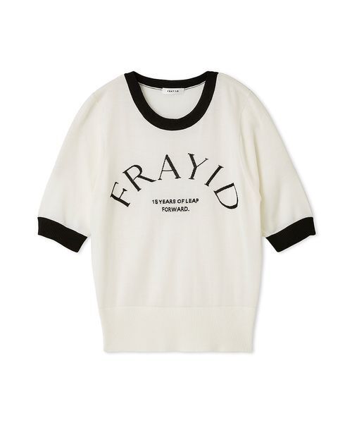 FRAY I.D（フレイアイディー）の「15thインターシャロゴニットプルオーバー（ニット/セーター・レディース・ライム/ホワイト/ラベンダー/ブラック・F）」の2枚目の写真