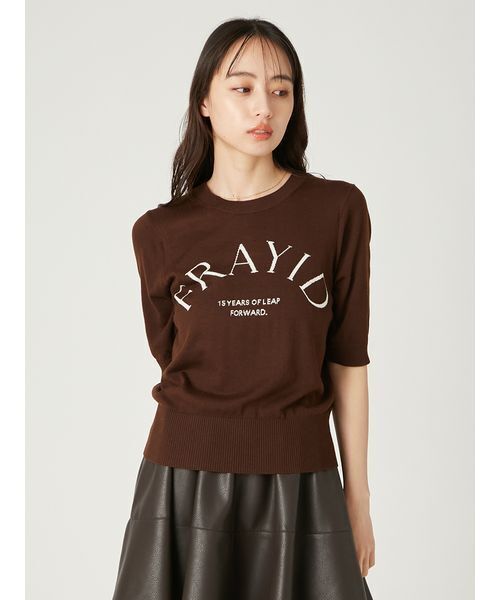 FRAY I.D（フレイアイディー）の「15thインターシャロゴニットプルオーバー（ニット/セーター・レディース・ライム/ホワイト/ラベンダー/ブラック・F）」の6枚目の写真