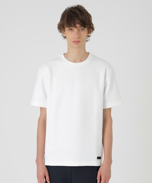 BLACK LABEL CRESTBRIDGE(ブラックレーベル・クレストブリッジ)の「【BLACK lab.】ブリスターロゴジャカードTシャツ(Tシャツ/カットソー・メンズ・オフホワイト/グレー系その他/ブラック・M/L/XL)」の2枚目の写真