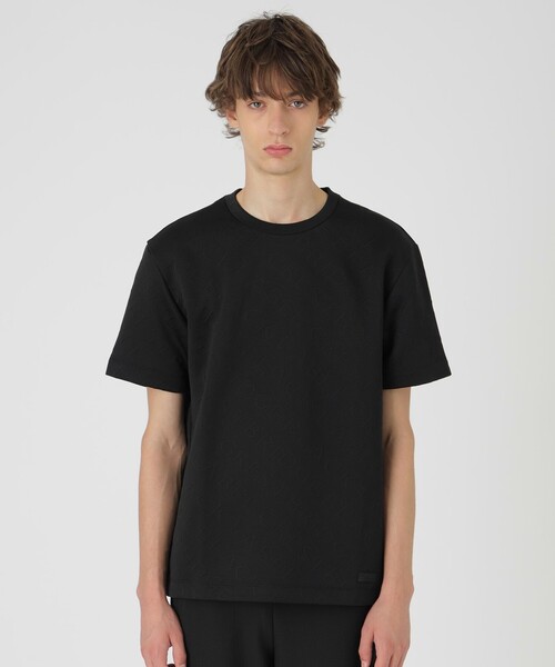 BLACK LABEL CRESTBRIDGE(ブラックレーベル・クレストブリッジ)の「【BLACK lab.】ブリスターロゴジャカードTシャツ(Tシャツ/カットソー・メンズ・オフホワイト/グレー系その他/ブラック・M/L/XL)」の3枚目の写真