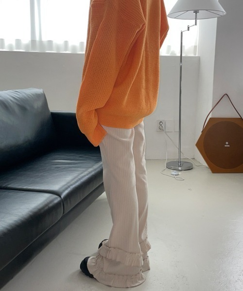 yuue' ( wear )（ユーイ）の「フリルフレアリブパンツ（その他パンツ・レディース・ブラック/アイボリー/グレー・FREE）」の6枚目の写真