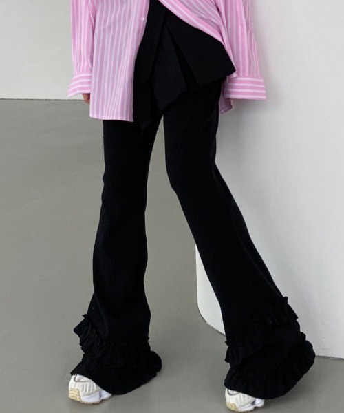 yuue' ( wear )（ユーイ）の「フリルフレアリブパンツ（その他パンツ・レディース・ブラック/アイボリー/グレー・FREE）」の19枚目の写真