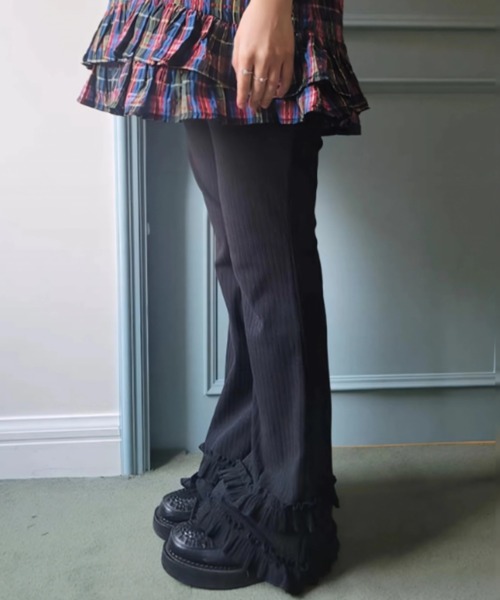yuue' ( wear )（ユーイ）の「フリルフレアリブパンツ（その他パンツ・レディース・ブラック/アイボリー/グレー・FREE）」の12枚目の写真