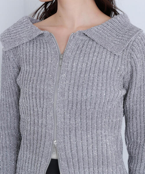 NATURAL BEAUTY BASIC(ナチュラルビューティーベーシック)の「◇ラメシャギージップニット(カーディガン/ボレロ・レディース・ベージュ/ピンク/グレー・FREE)」の12枚目の写真