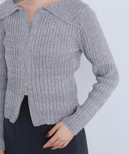 NATURAL BEAUTY BASIC(ナチュラルビューティーベーシック)の「◇ラメシャギージップニット(カーディガン/ボレロ・レディース・ベージュ/ピンク/グレー・FREE)」の13枚目の写真