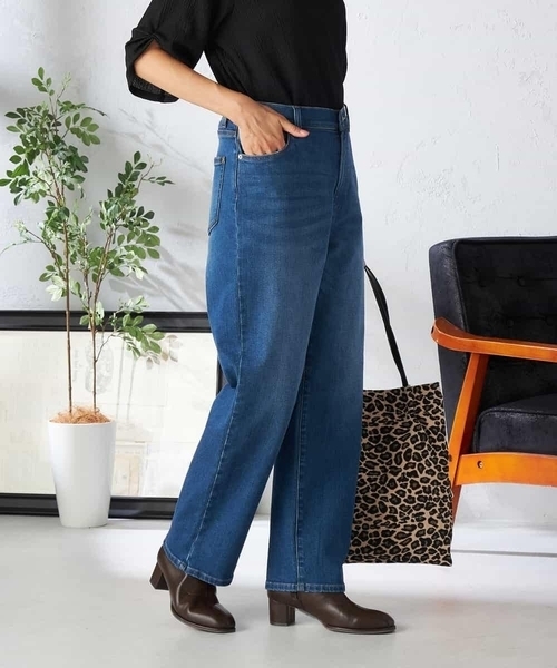 a.v.v（アーヴェヴェ）の「ストレッチデニムストレートパンツ（デニムパンツ・レディース・ブルー/ネイビー/チャコールグレー・38/40/34/36/42）」の4枚目の写真