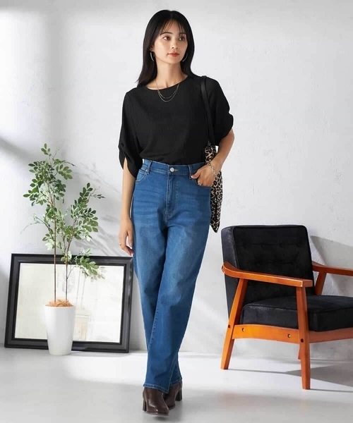 a.v.v（アーヴェヴェ）の「ストレッチデニムストレートパンツ（デニムパンツ・レディース・ブルー/ネイビー/チャコールグレー・38/40/34/36/42）」の7枚目の写真