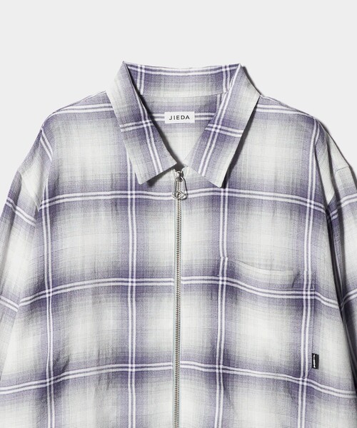 JieDa＞オンブレ チェック ジップ シャツ（シャツ/ブラウス）｜Jieda