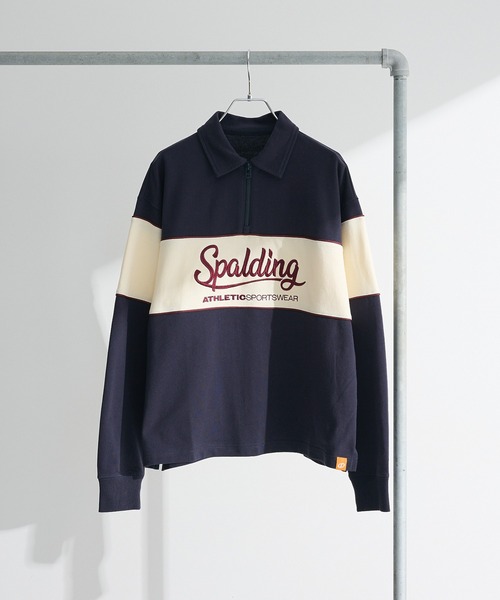 Green Parks(グリーンパークス)の「SPALDING別注 ハーフZIPスウェット(スウェット・レディース・ボルドー/アイボリー/ネイビー・FREE)」の3枚目の写真