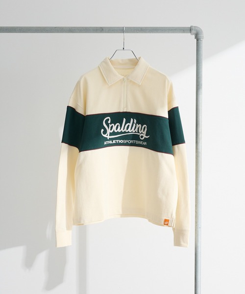 Green Parks(グリーンパークス)の「SPALDING別注 ハーフZIPスウェット(スウェット・レディース・ボルドー/アイボリー/ネイビー・FREE)」の2枚目の写真
