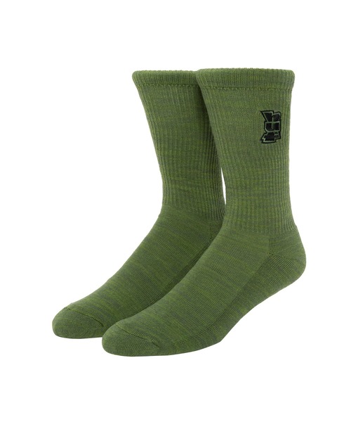 HUF（ハフ）の「MEGABLAST MELANGE SOCKS（ソックス/靴下・メンズ・ブラック/オリーブ・O/S）」の2枚目の写真