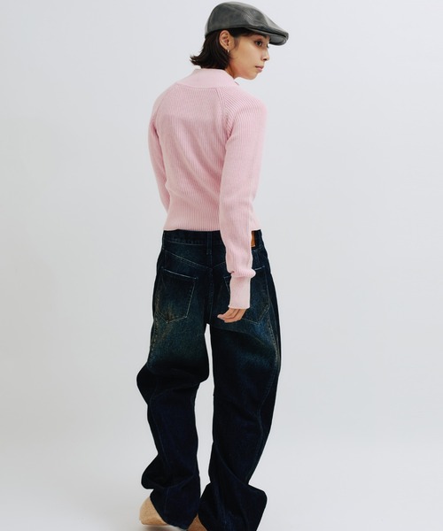 atmos pink（アトモスピンク）の「atmos pink Washed Zip Up Knit / アトモス ピンク ウォッシュ ジップアップ ニット（ニット/セーター・レディース・ピンク/チャコール・FREE）」の11枚目の写真