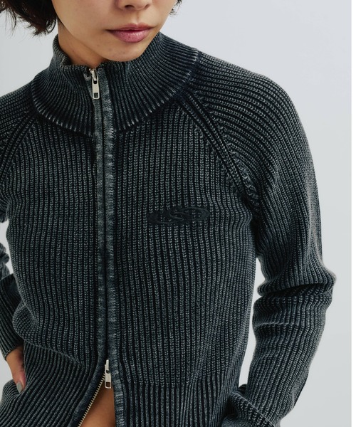 atmos pink（アトモスピンク）の「atmos pink Washed Zip Up Knit / アトモス ピンク ウォッシュ ジップアップ ニット（ニット/セーター・レディース・ピンク/チャコール・FREE）」の14枚目の写真