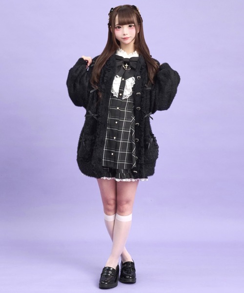 Secret Honey（シークレットハニー）の「フード付フェザーニットカーディガン（ニット/セーター・レディース・オフホワイト/ブラック/ピンク・FREE）」の5枚目の写真