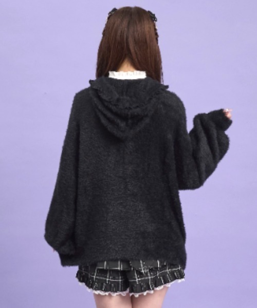 Secret Honey（シークレットハニー）の「フード付フェザーニットカーディガン（ニット/セーター・レディース・オフホワイト/ブラック/ピンク・FREE）」の6枚目の写真