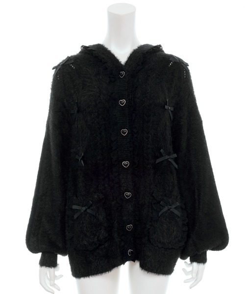 Secret Honey（シークレットハニー）の「フード付フェザーニットカーディガン（ニット/セーター・レディース・オフホワイト/ブラック/ピンク・FREE）」の10枚目の写真