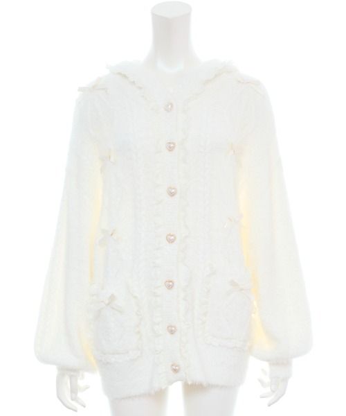 Secret Honey（シークレットハニー）の「フード付フェザーニットカーディガン（ニット/セーター・レディース・オフホワイト/ブラック/ピンク・FREE）」の14枚目の写真