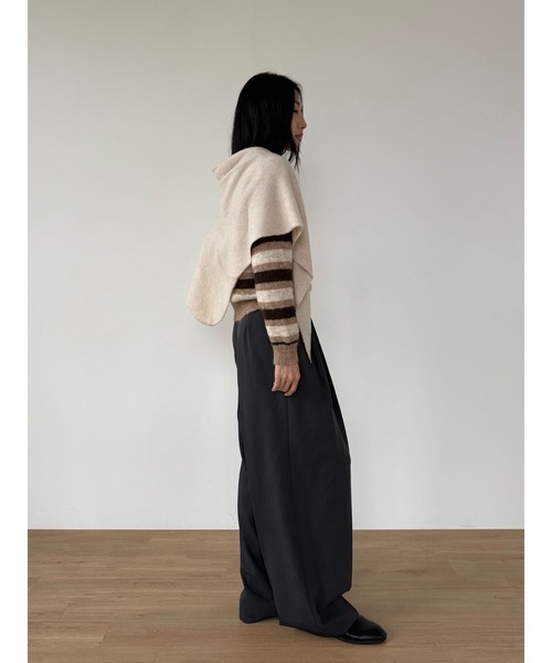 Didot.showroom（ディドット ショールーム）の「配色ボーダーラウンドニット（ニット/セーター・レディース・ブラック/グレー/ブラウン・FREE）」の14枚目の写真