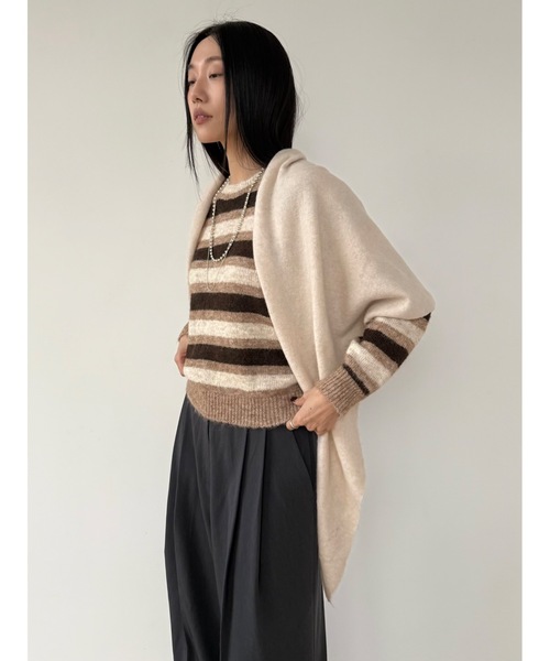 Didot.showroom（ディドット ショールーム）の「配色ボーダーラウンドニット（ニット/セーター・レディース・ブラック/グレー/ブラウン・FREE）」の12枚目の写真