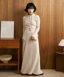 front slit collared button knit set up /フロントスリットボタン襟付きニットセットアップ